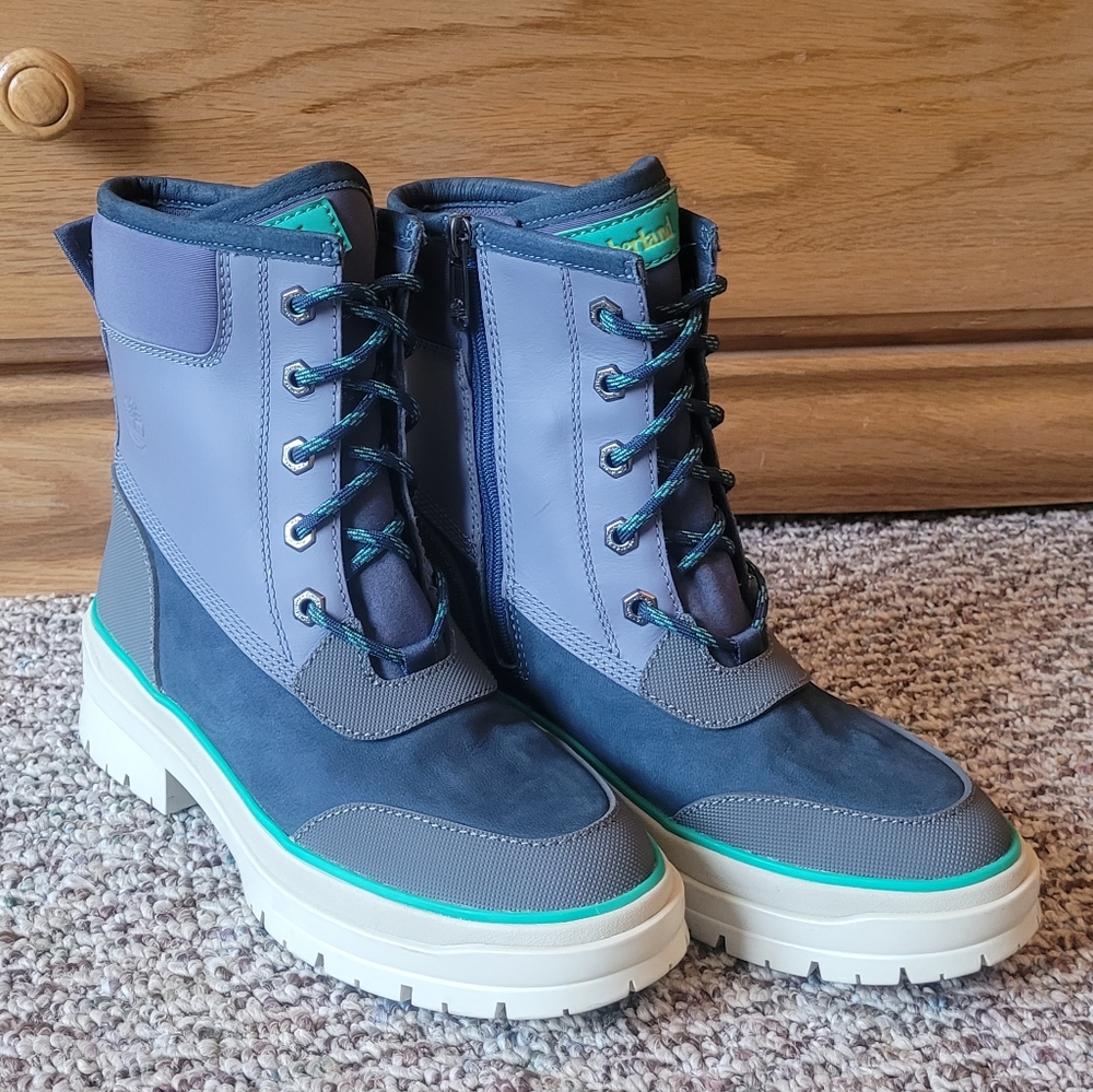 Timberland Blue and Gray Combat Boots